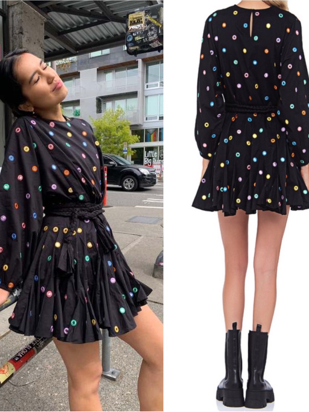 RHODE Ella Dress in Black Mirror Multicolor Medium